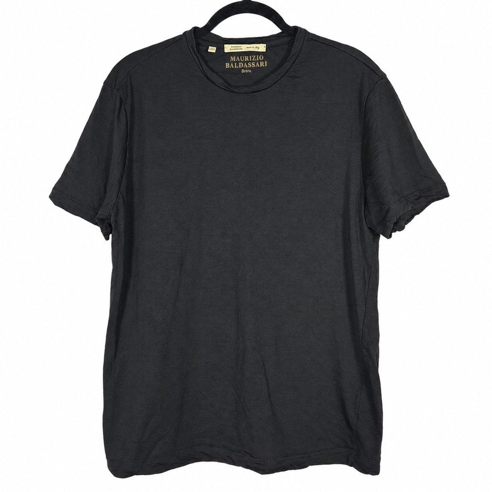 Maurizio Baldassari T-Shirt Men L Black Virgin Wool Brera Made in Italy Luxury